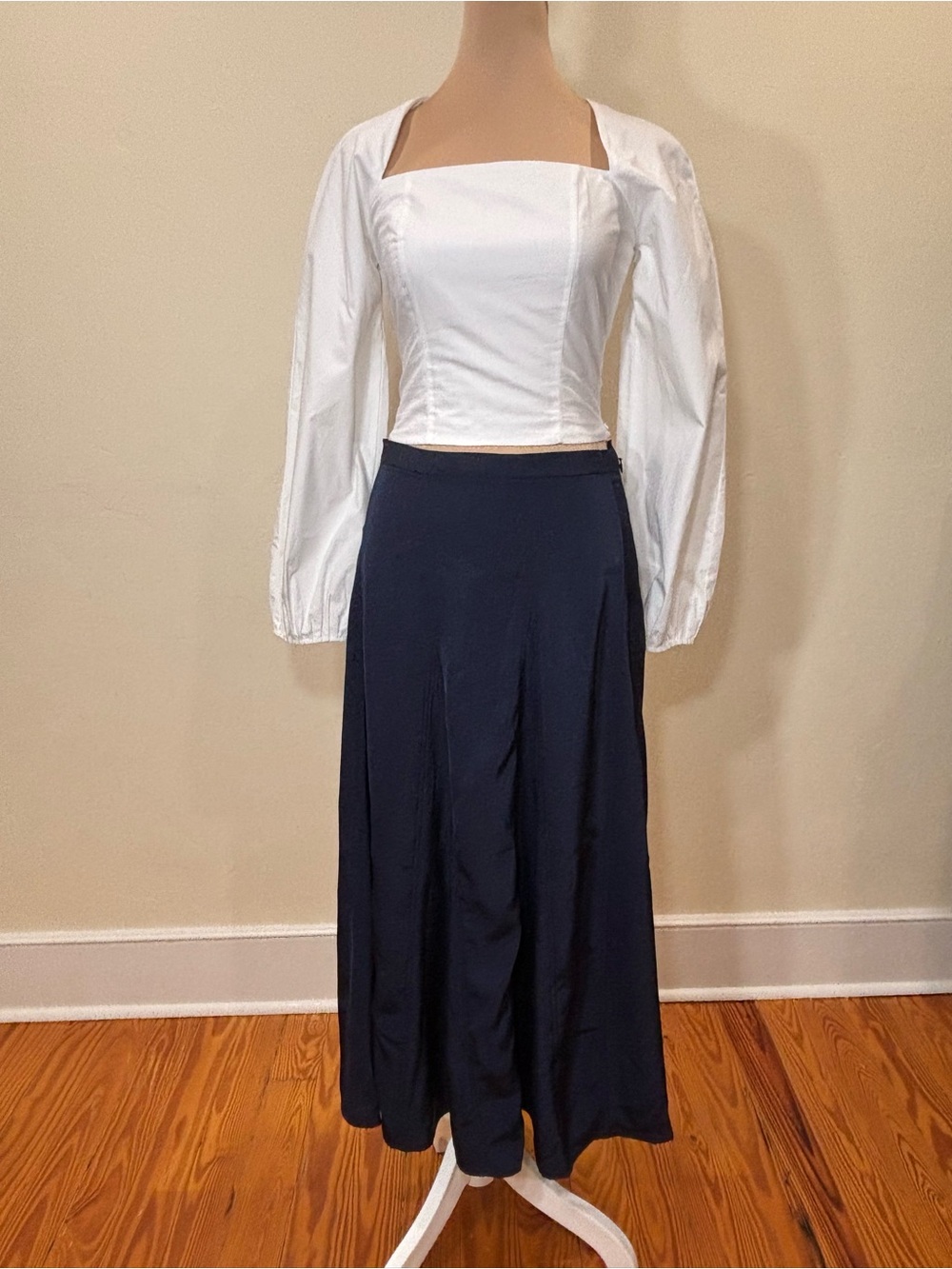 NWT Banana Republic Factory Midi Skirt Godet Twill, Navy, Size 0